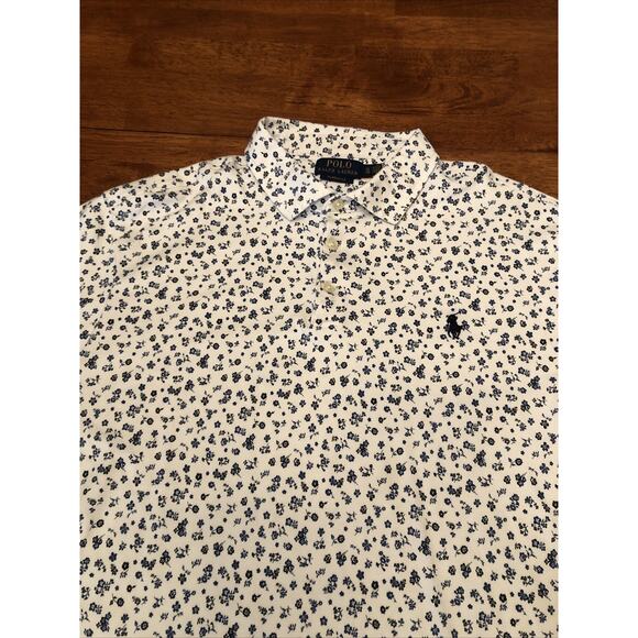 Polo Ralph Lauren Men's Classic Fit Floral Shirt Size XL Blue White Preppy Pony - Picture 3 of 11